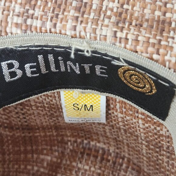 Bellinte Hard Straw Ribbon Embellished Made In Mexico Panama Hat Size S/M - Picture 5 of 6